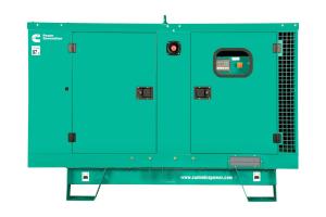 Front view of the closed AKSA CUMMINS C55D5E diesel generator